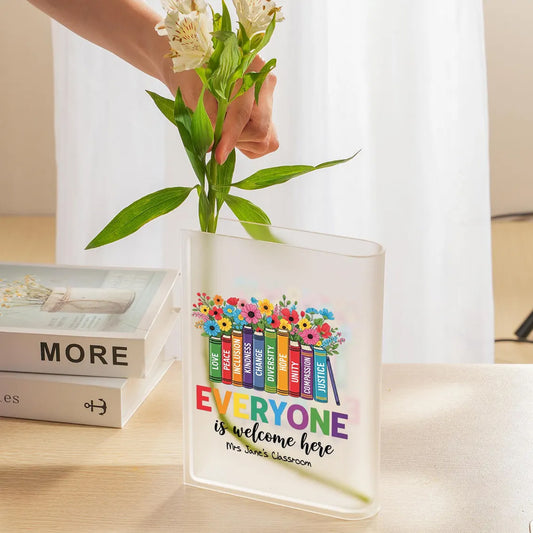 Autism Acrylic Book Vase, Teacher Book Vase Everyone is Welcome