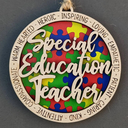 Personalized 2 Layer Autism Ornament – Custom Text Christmas Gift