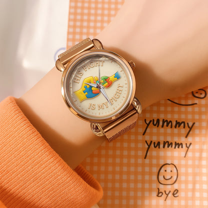 Autism Mesh Strap Quartz Watch : His Fight Is My Fight