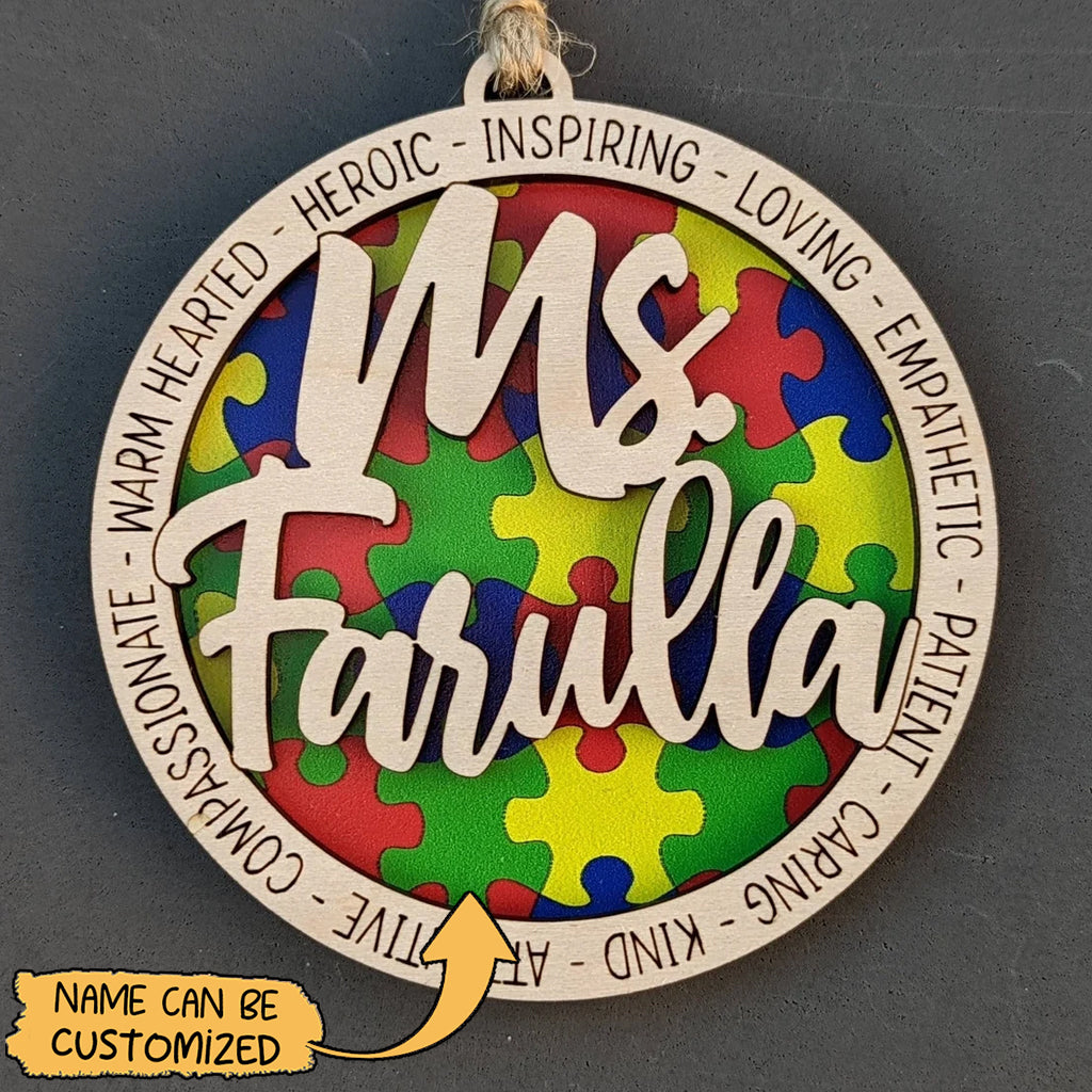 Personalized 2 Layer Autism Ornament – Custom Text Christmas Gift