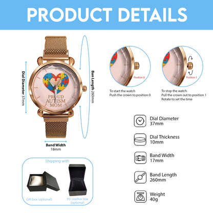 Autism Mesh Strap Quartz Watch : Proud Autism Mom