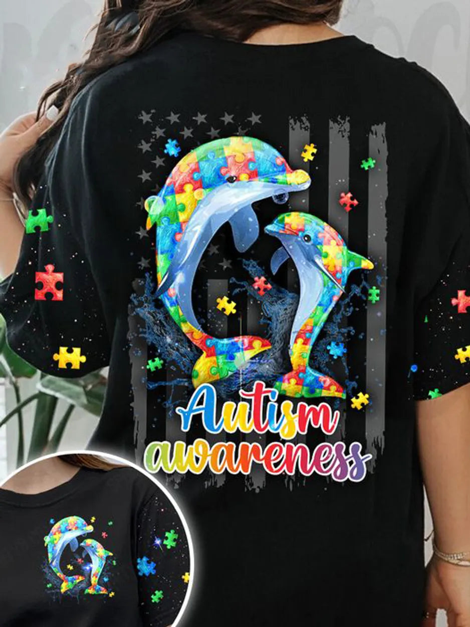 Autism  Flag USA T-Shirt
