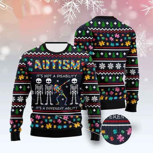 Autism Awareness Knitted Sweater : Autism is Not a Disability It's a Different Ability