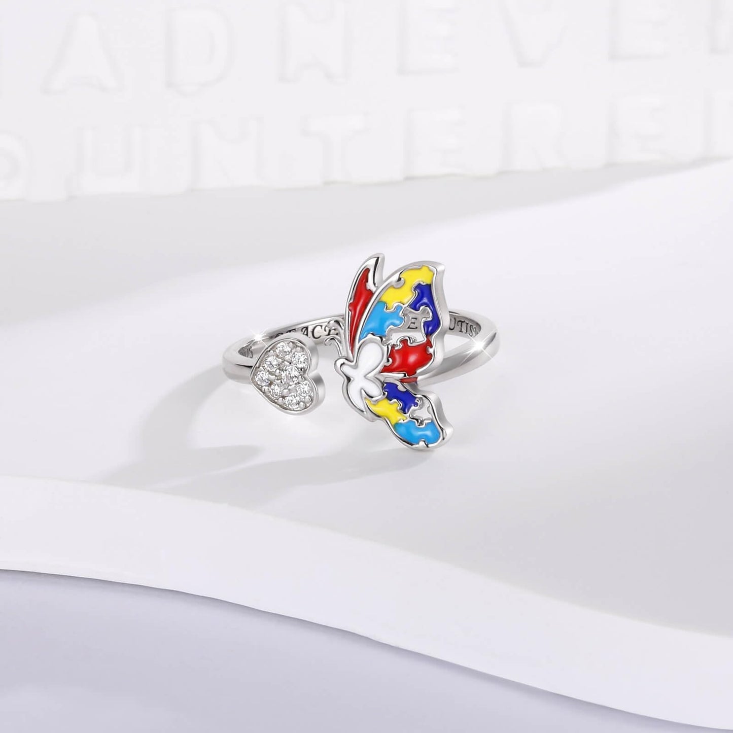 S925 Autism Awareness Ring – Silver Puzzle Piece Jewelry | Strength Gift for Women