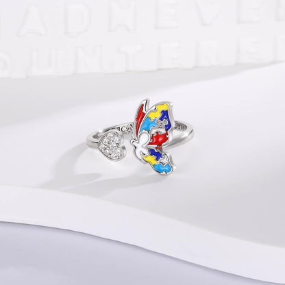 S925 Autism Awareness Ring – Silver Puzzle Piece Jewelry | Strength Gift for Women
