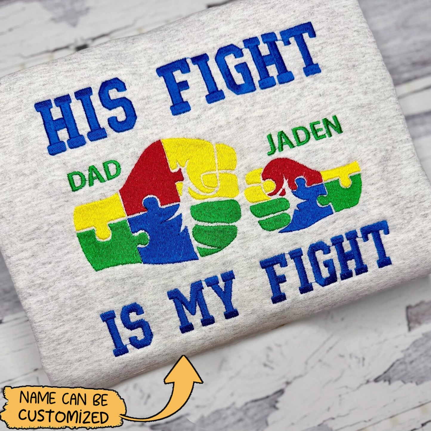 Autism Embroidered Shirts : His Fight Is My Fight