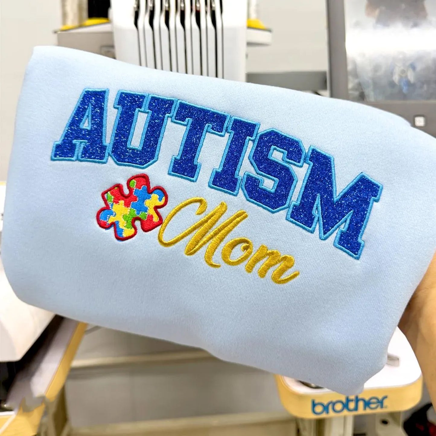 Custom Autism Awareness Embroidered Glitter Shirts
