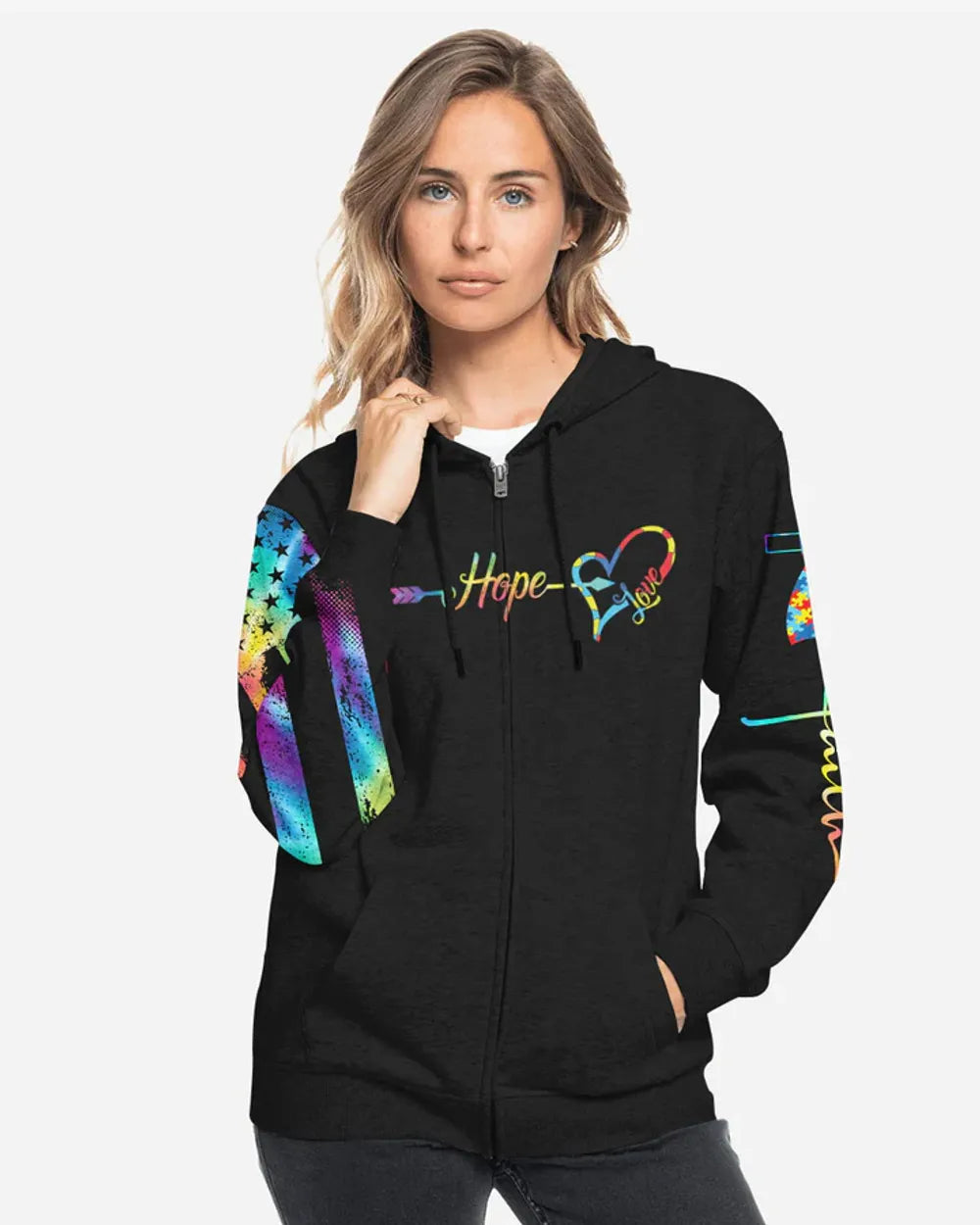 Faith Hope Love Wings Cross Women's Autism Awareness Shirts