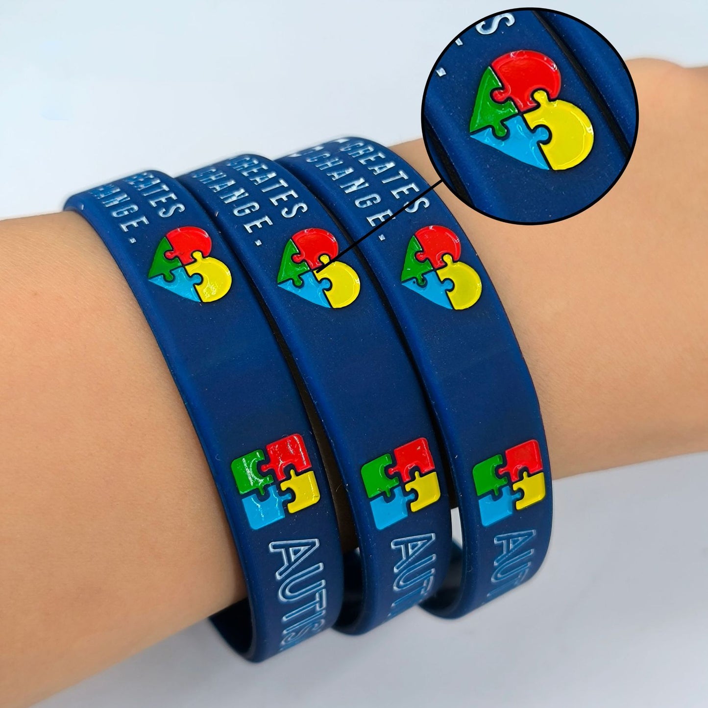 Autism Awareness Puzzle Piece Silicone Wristbands