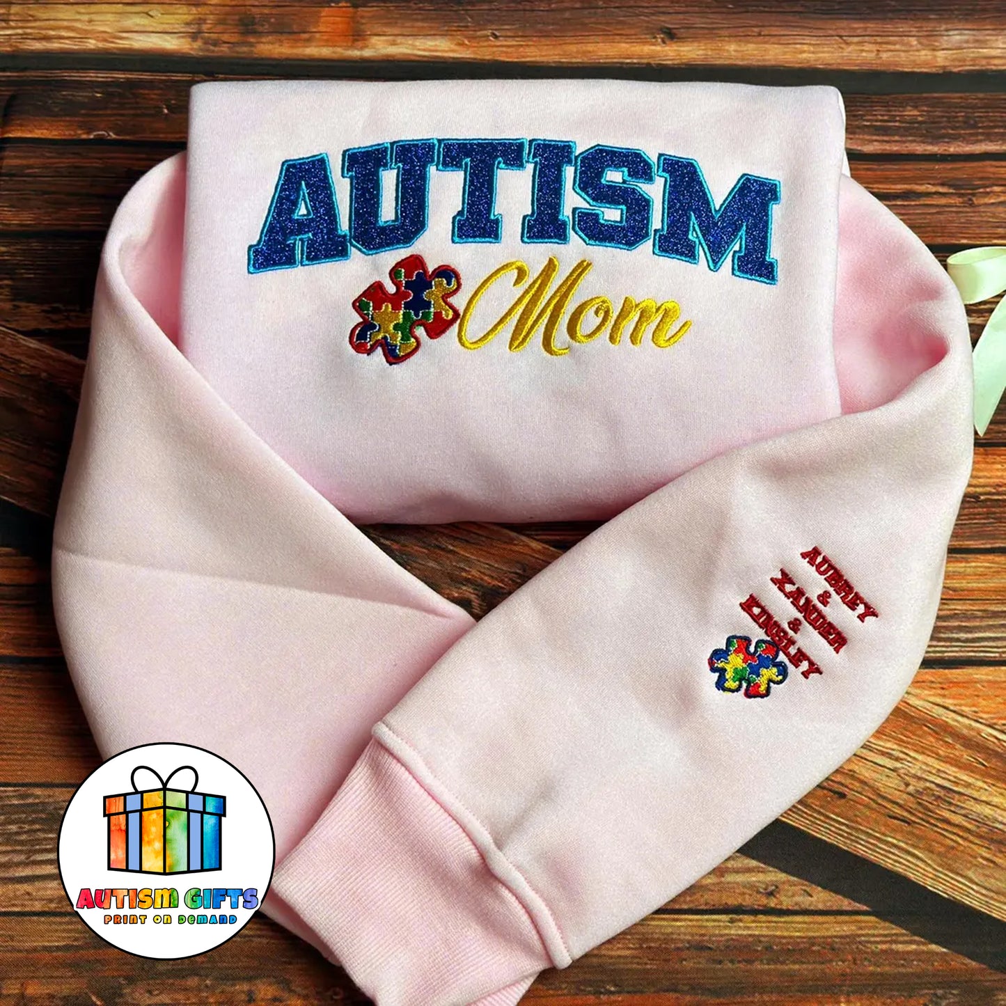 Custom Autism Awareness Embroidered Glitter Shirts