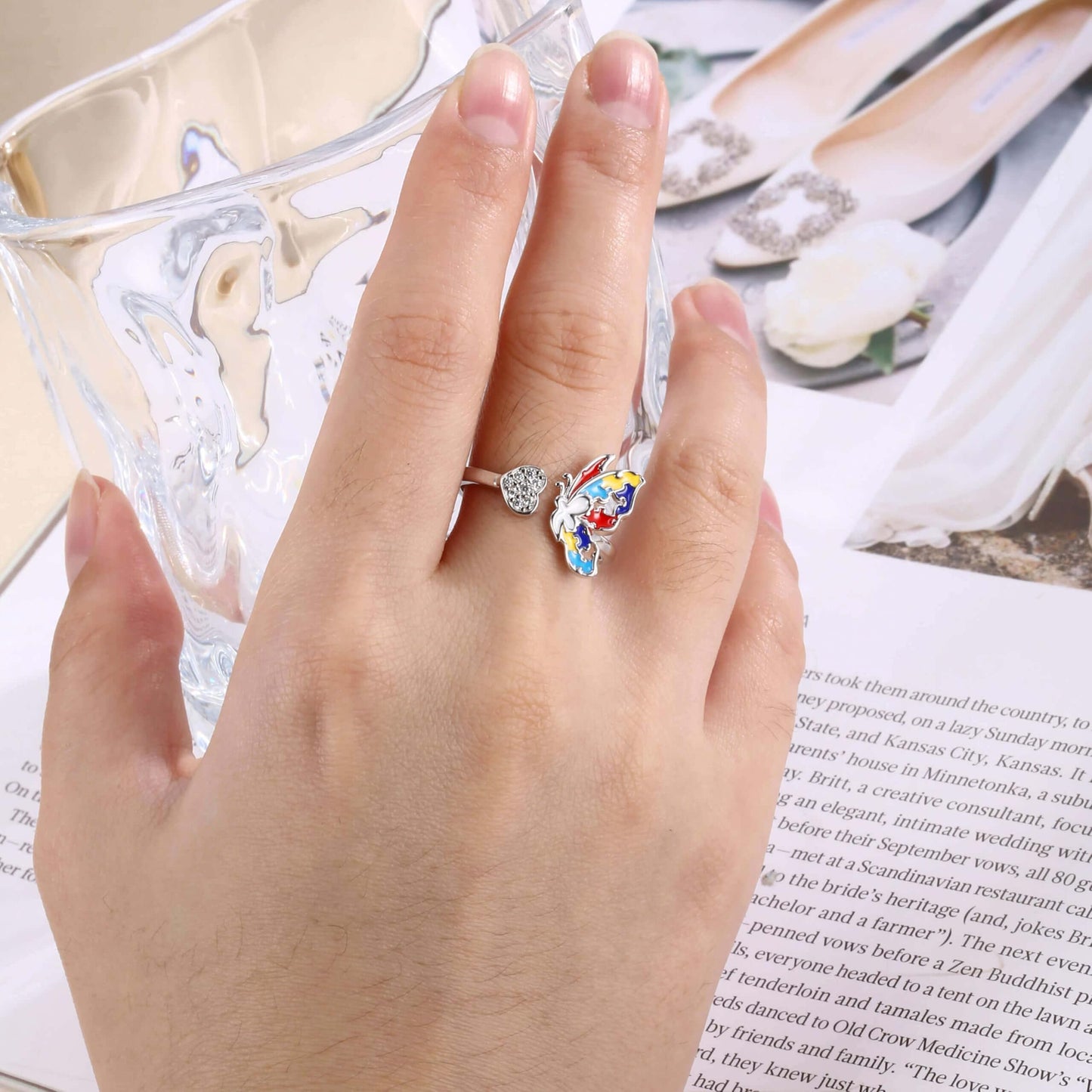 S925 Autism Awareness Ring – Silver Puzzle Piece Jewelry | Strength Gift for Women