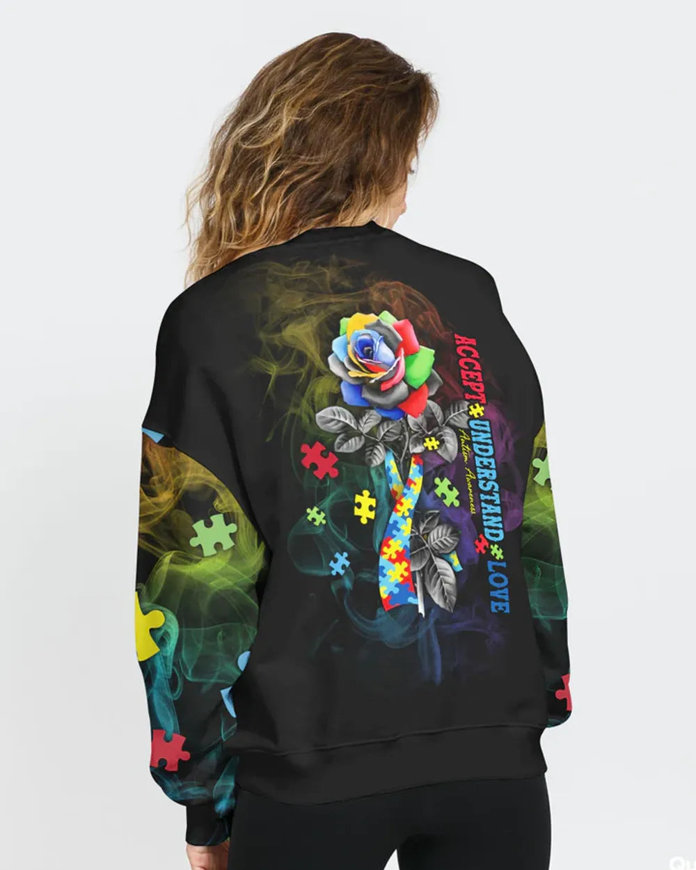 Accept Understand Love Rose Women's Autism Awareness Shirts