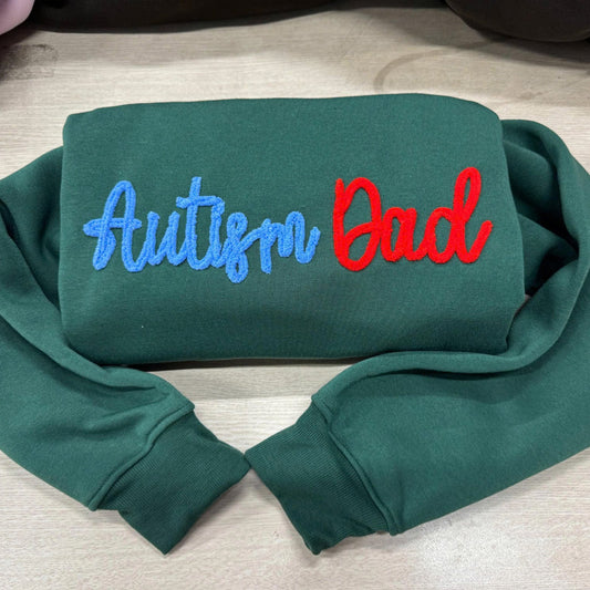 Custom Autism Awareness Embroidered Shirt – Personalized Yarn Lettering Top