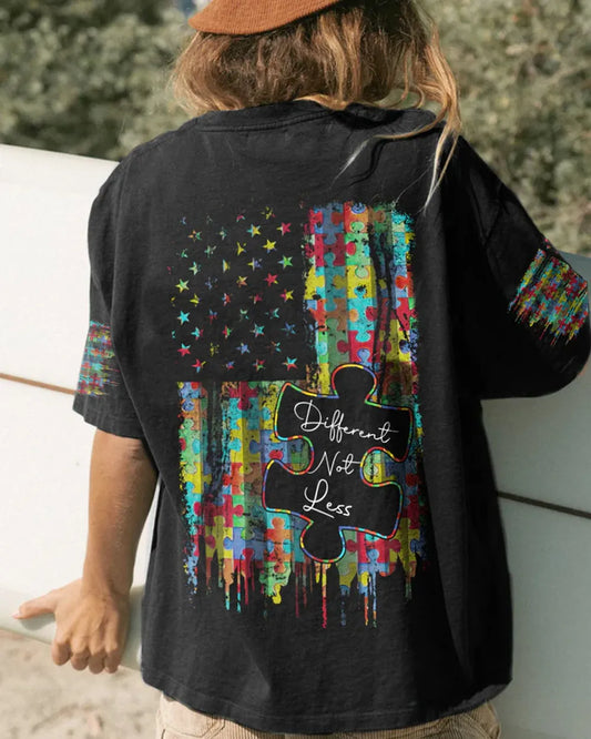 Different Not Less Flag Women's Autism Awareness Shirts AOP Unisex Standard T-shirt