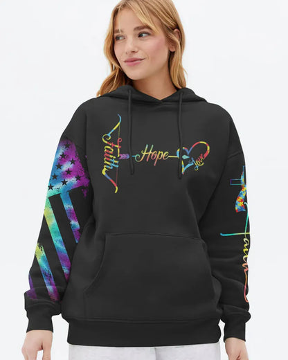 Faith Hope Love Wings Cross Women's Autism Awareness Shirts