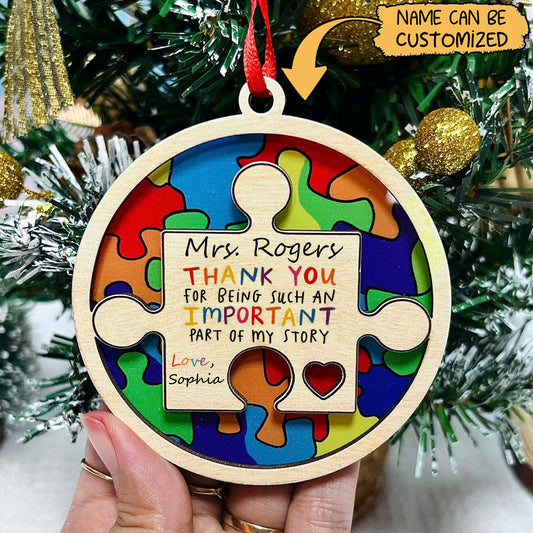 Personalized 2 Layer Autism Ornament Christmas Gifts