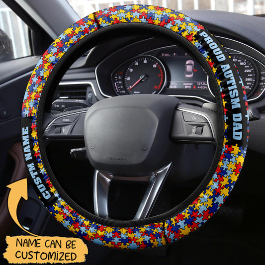 Autism Awareness Steering Wheel Cover 15 Inches Car : Proud Autism Dad