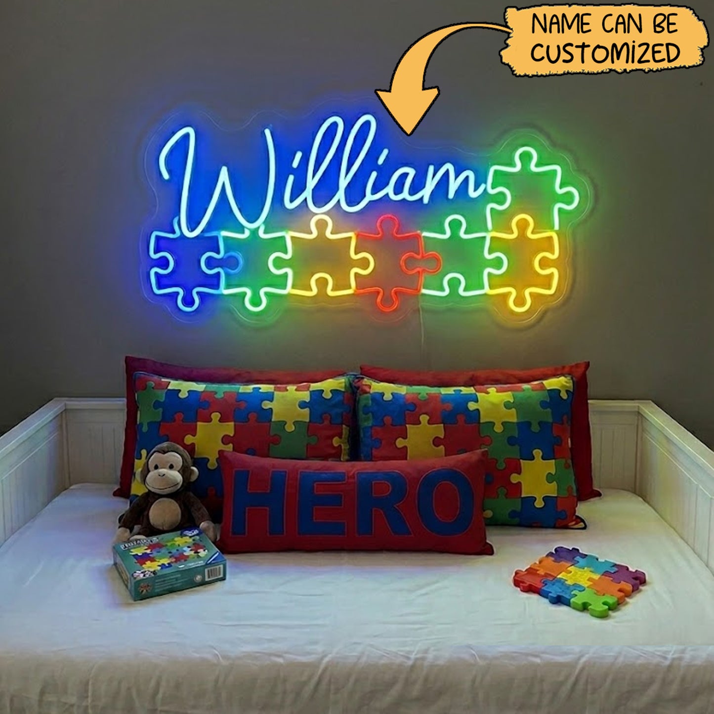 Custom Autism Awareness Neon Sign – LED Wall Decor for Kids Room
