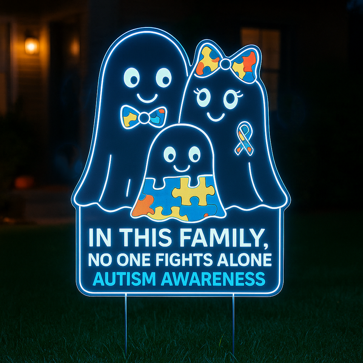 Autism Awareness Halloween Yard Sign Led