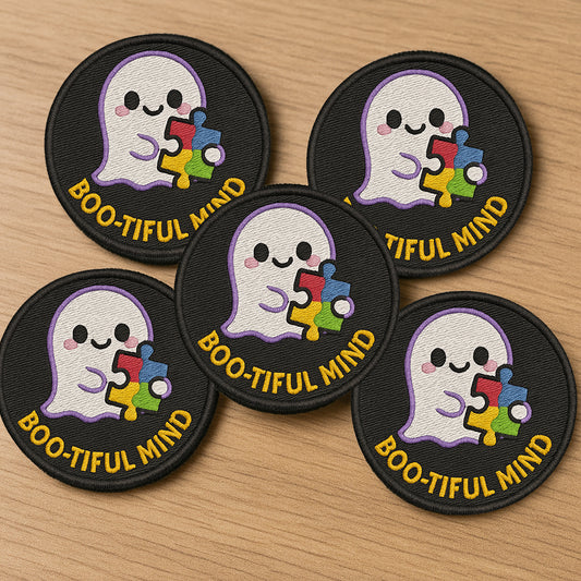 Autism Halloween Embroidered Patches : Boo-Tiful Mind