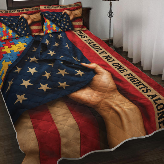 Autism Quilt & Quilt set : In This House No One Fights Alone
