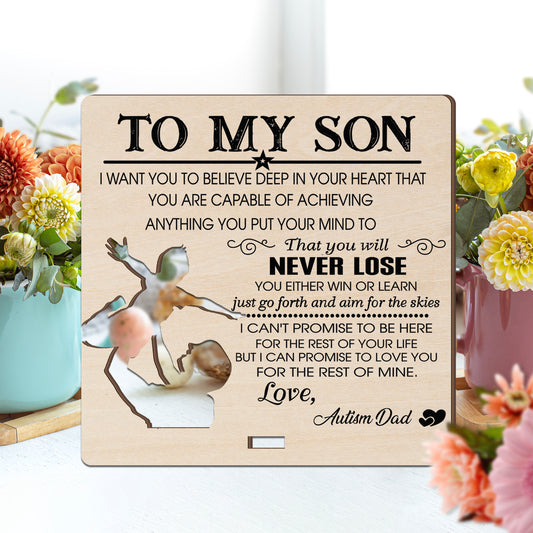 Autism Wooden Plaque Card : To my Son - Love, Autism Dad