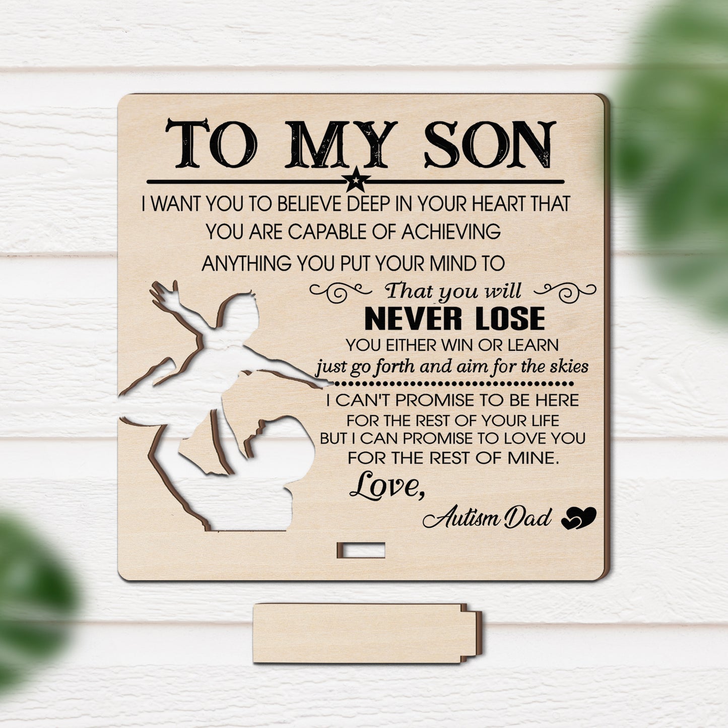 Autism Wooden Plaque Card : To my Son - Love, Autism Dad