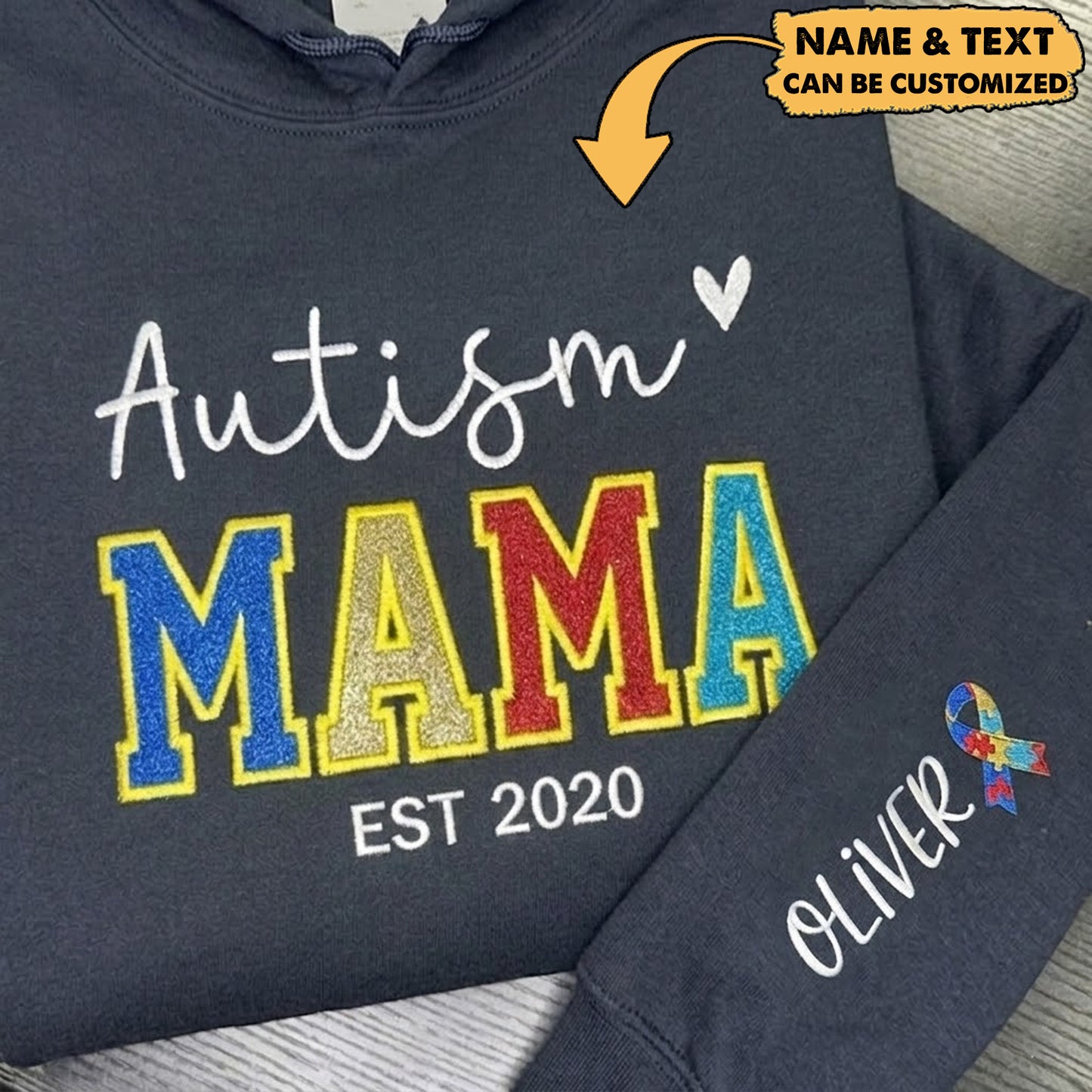 Custom Autism Mama Shirt With Personalized Sleeve Name & EST Year