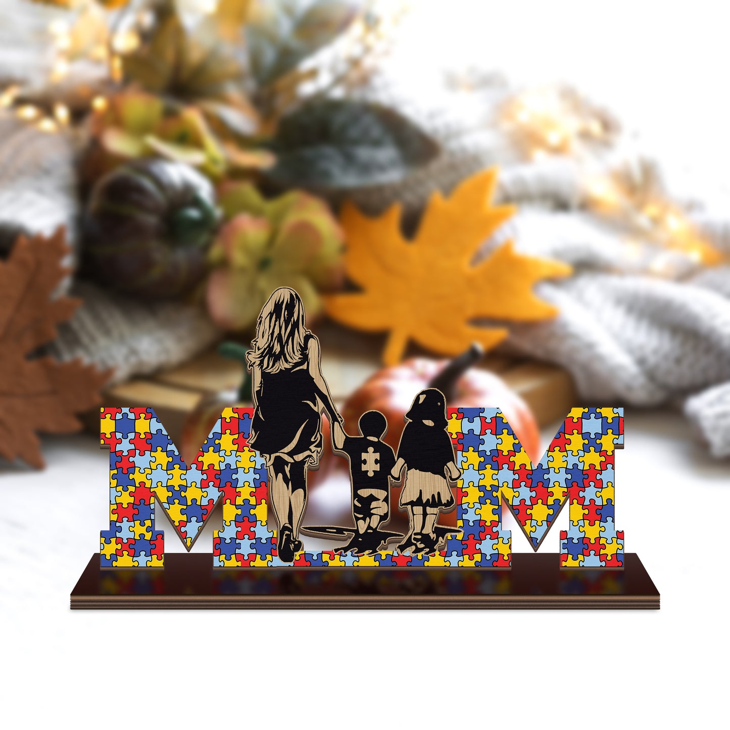 Mom And Son Shape Wood Standee, Mother's Day Gift , Gift For Autism Mom
