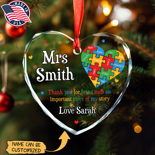 Thank You Teacher Glass Ornament (Made in US)