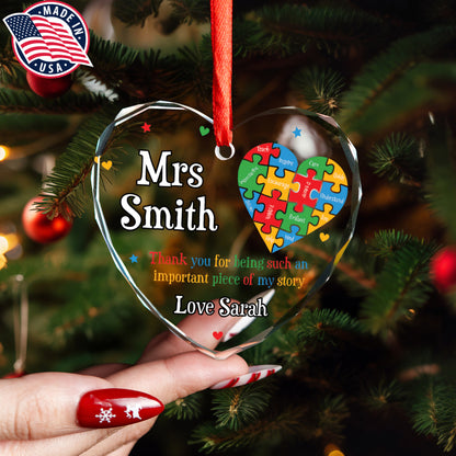 Thank You Teacher Glass Ornament (Made in US)