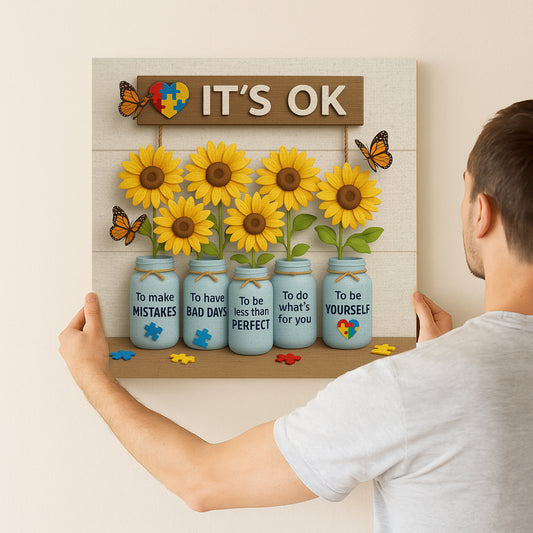 It’s OK – Autism Awareness Canvas Wall Art 🧩🌻