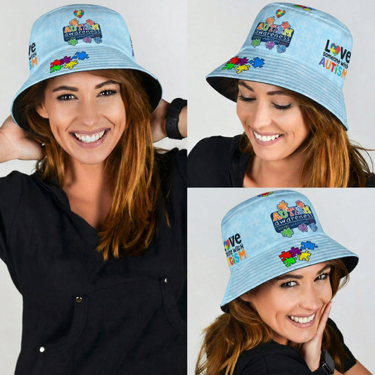 Love Someone With Autism Light Blue Bucket Hat