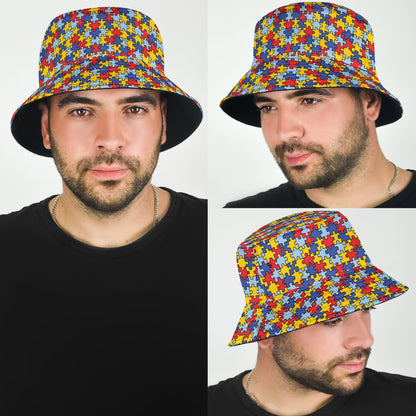 All-Over Print Autism Awareness Puzzle Design Bucket Hat