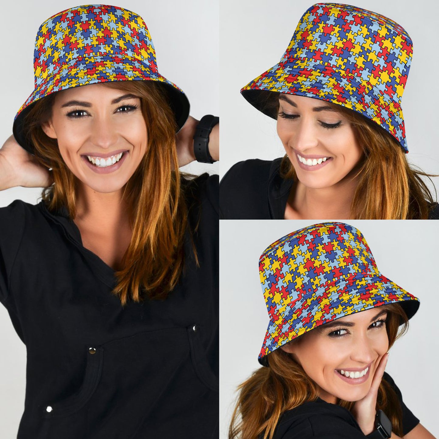 All-Over Print Autism Awareness Puzzle Design Bucket Hat