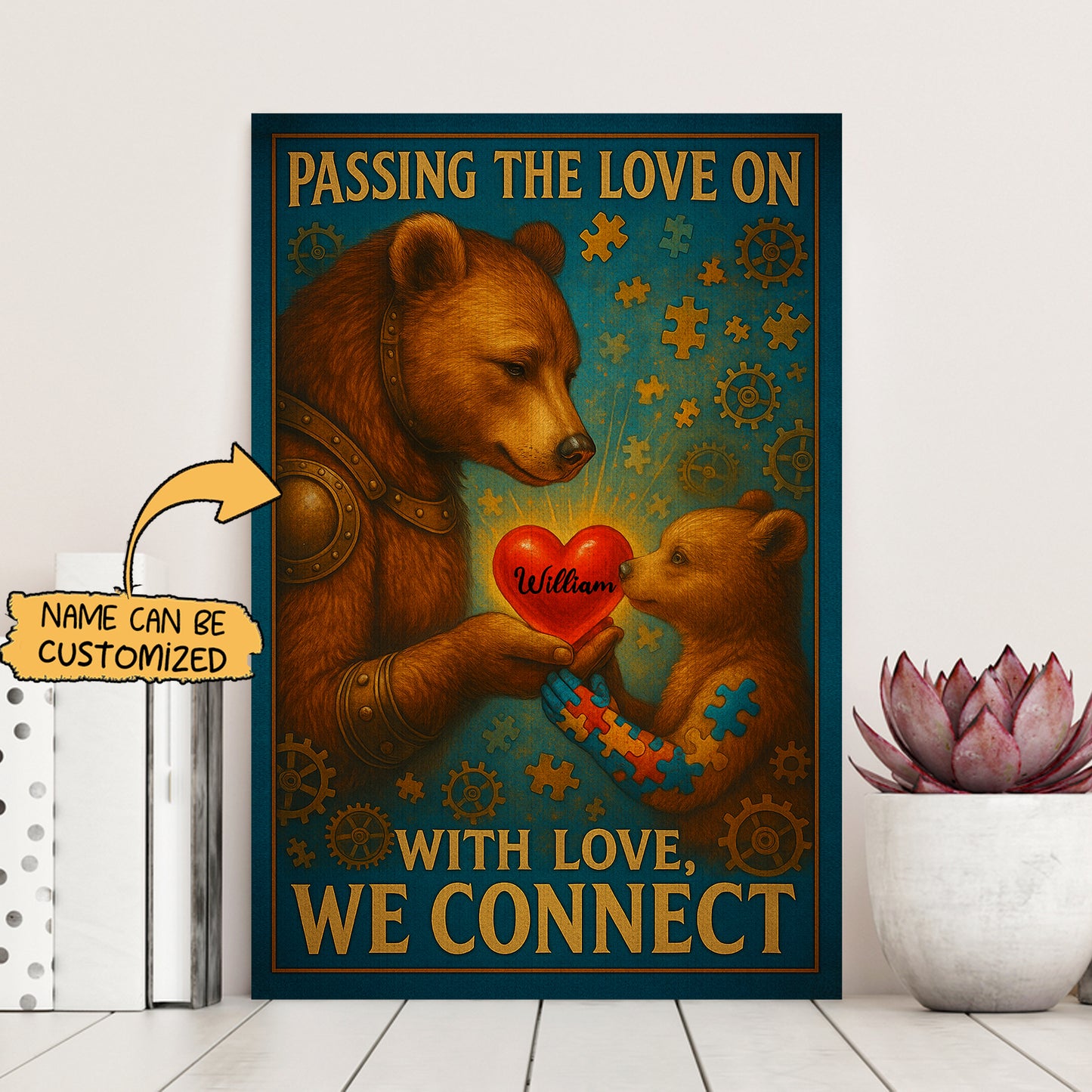 Autism Poster/Canvas :  Passing the Love On -  With Love, We Connect
