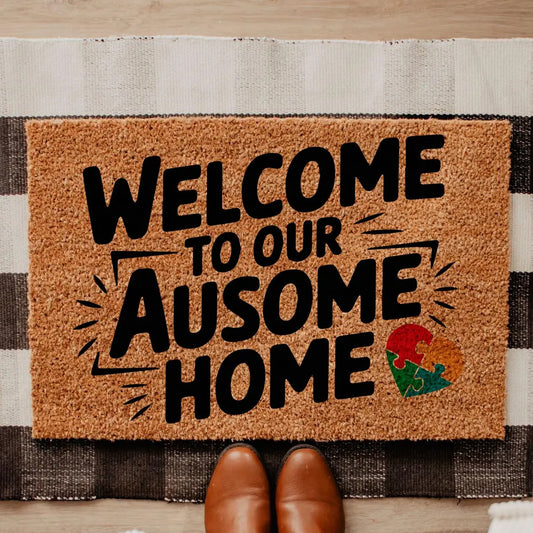 Autism Awareness Rectangle Coir Doormat : Welcome To Our Ausome Home