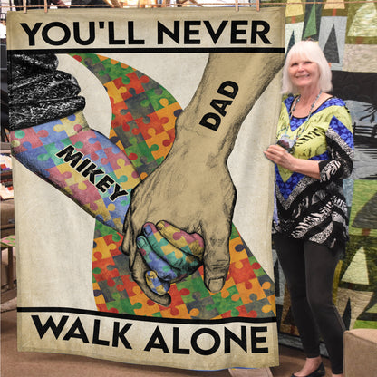 Autism Premium Fleece Blanket : You'll Never Walk Alone