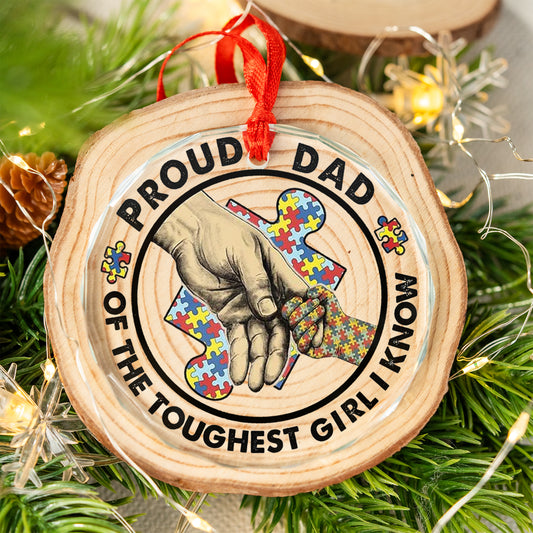 Proud Dad Of The Toughest Boy I Know Glass Ornament (Made in US)