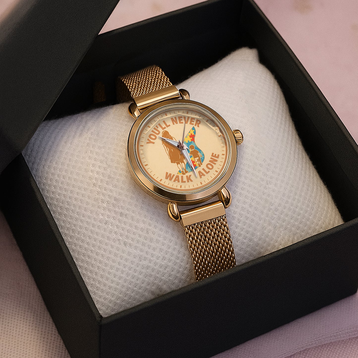 Autism Mesh Strap Quartz Watch : You'll Never Walk Alone