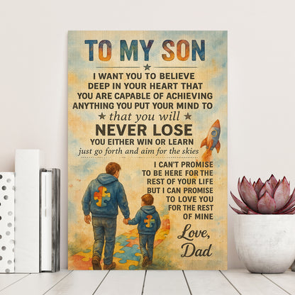 Autism Awareness Poster/Canvas : To My Son - Love,Dad