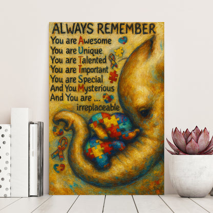 Autism Poster/Canvas : Always Remember