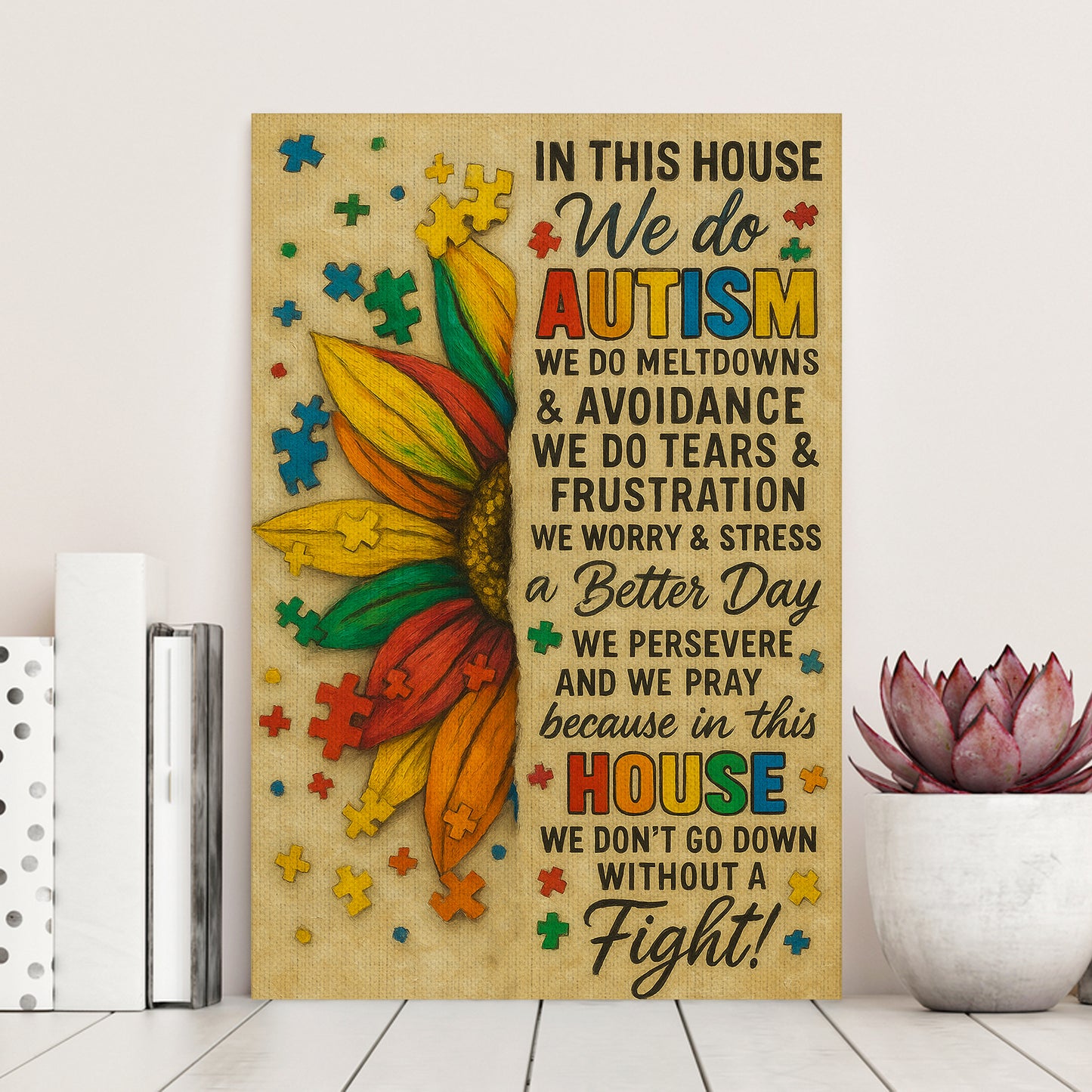 Autism Poster/Canvas : In This House We Do Autism