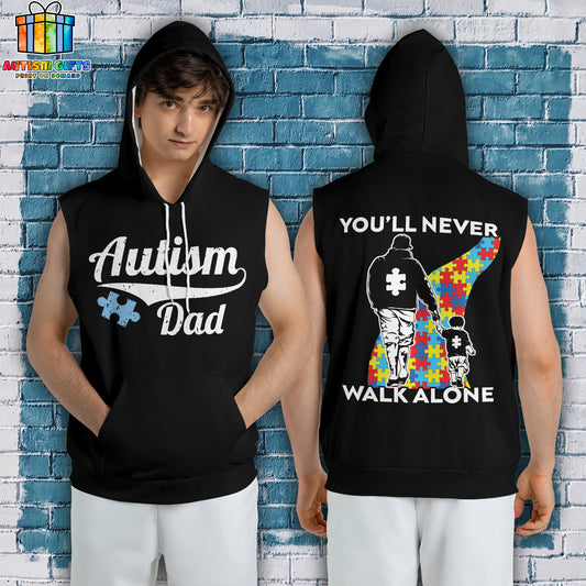 Autism Awareness Sleeveless Hoodie : You'll never walk alone