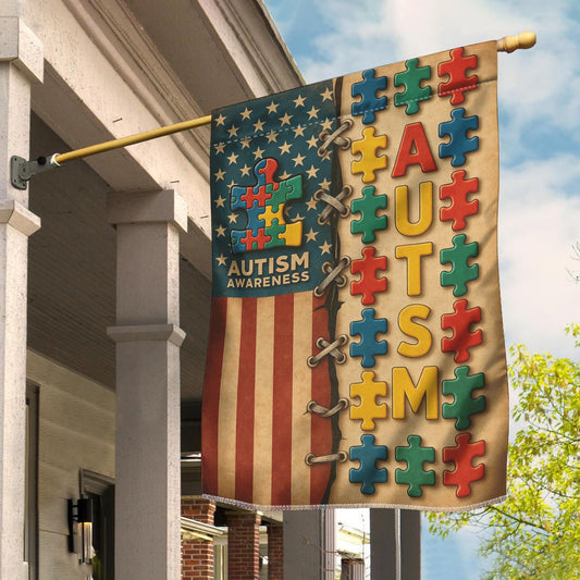 Autism American Awareness House Flag ( Made In USA )