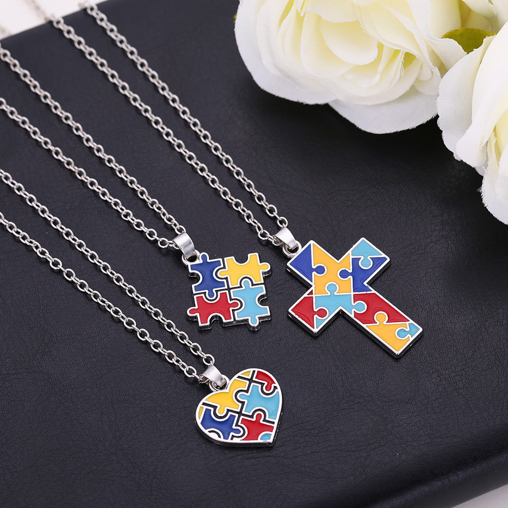 Autism Awareness Colorful Puzzle Piece Necklace [BUY 1 GET 1 FREE EARRINGS]