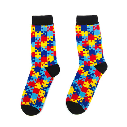 Colorful Autism Awareness Puzzle Socks - Premium Cotton