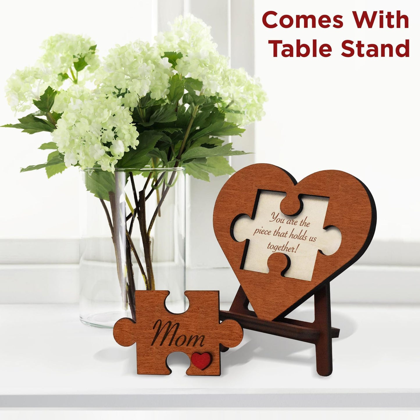 "The Piece That Holds Us Together" Wooden Puzzle Plaque for Autism Moms
