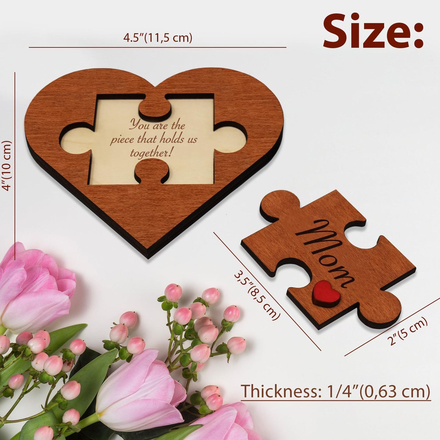 "The Piece That Holds Us Together" Wooden Puzzle Plaque for Autism Moms