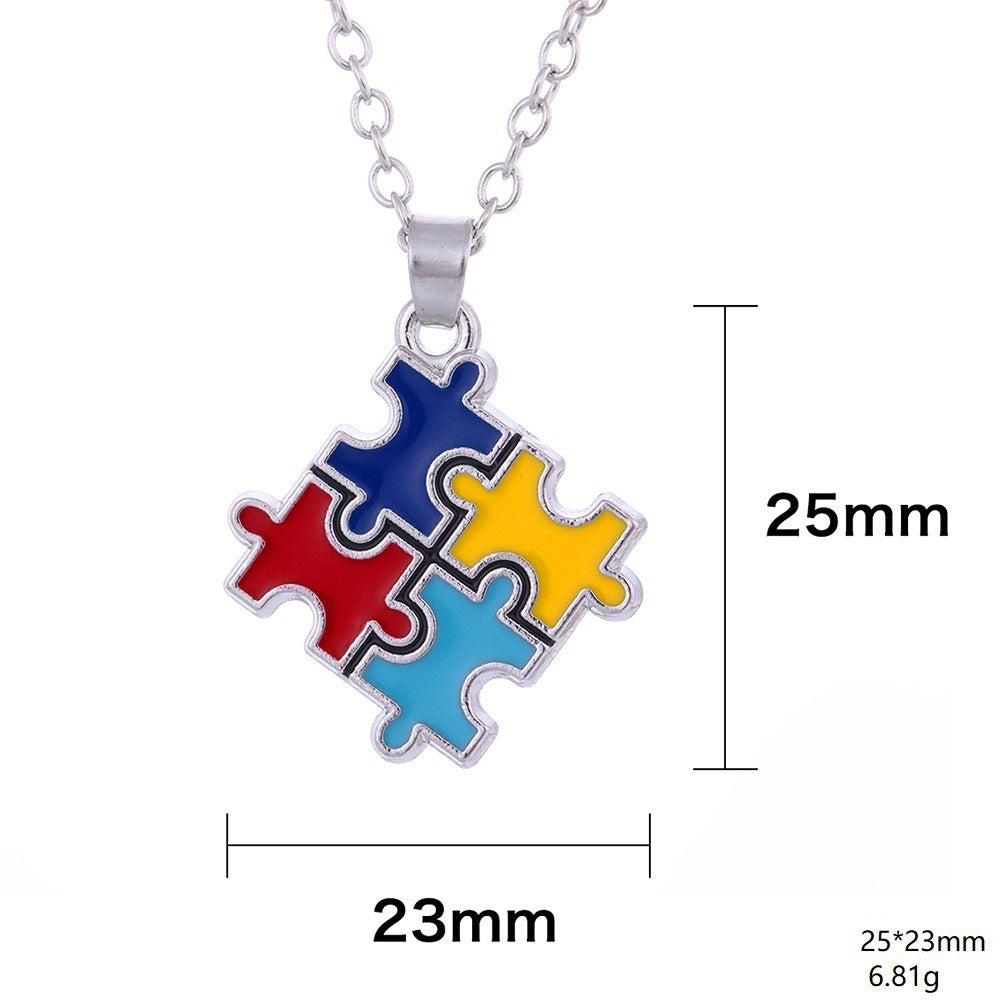 Autism Awareness Colorful Puzzle Piece Necklace [BUY 1 GET 1 FREE EARRINGS]